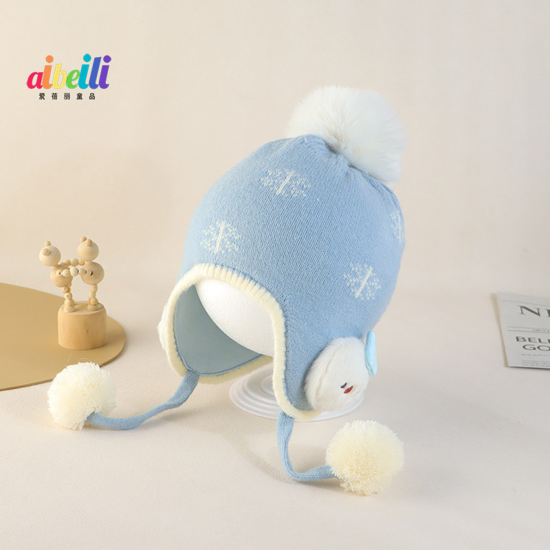 婴儿帽子男女宝宝保暖毛线帽
