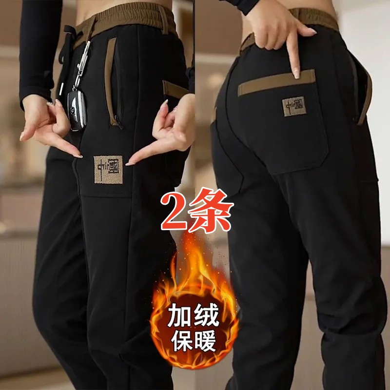 中国刺绣直筒加绒加厚休闲裤