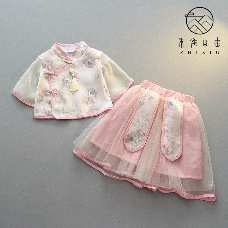 女童汉服夏季套装裙子超仙小公主古装衣服中国风童装小女孩唐装3