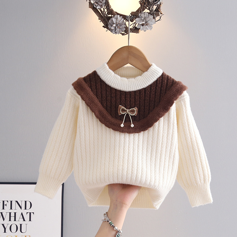 女童毛衣秋冬2025新款女宝宝韩系洋气时尚圆领针织衫冬季内搭上衣