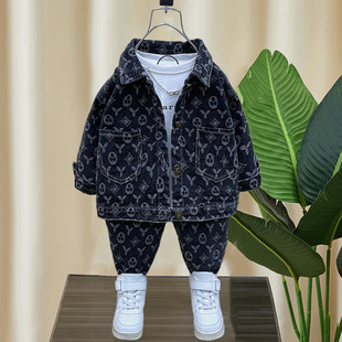 儿童牛仔套装春秋2025新款小童春装潮酷童装男童衣服帅气时髦