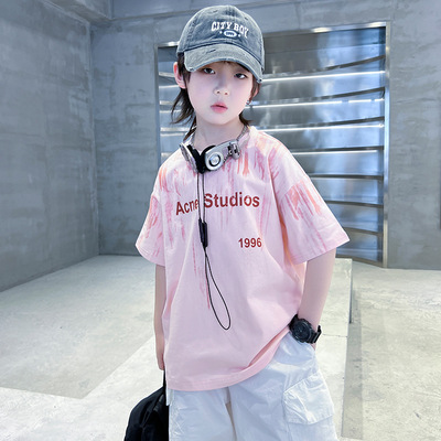 男童夏装痞帅风短袖t恤2026新款儿童男孩夏季纯棉半袖宽松上衣潮T