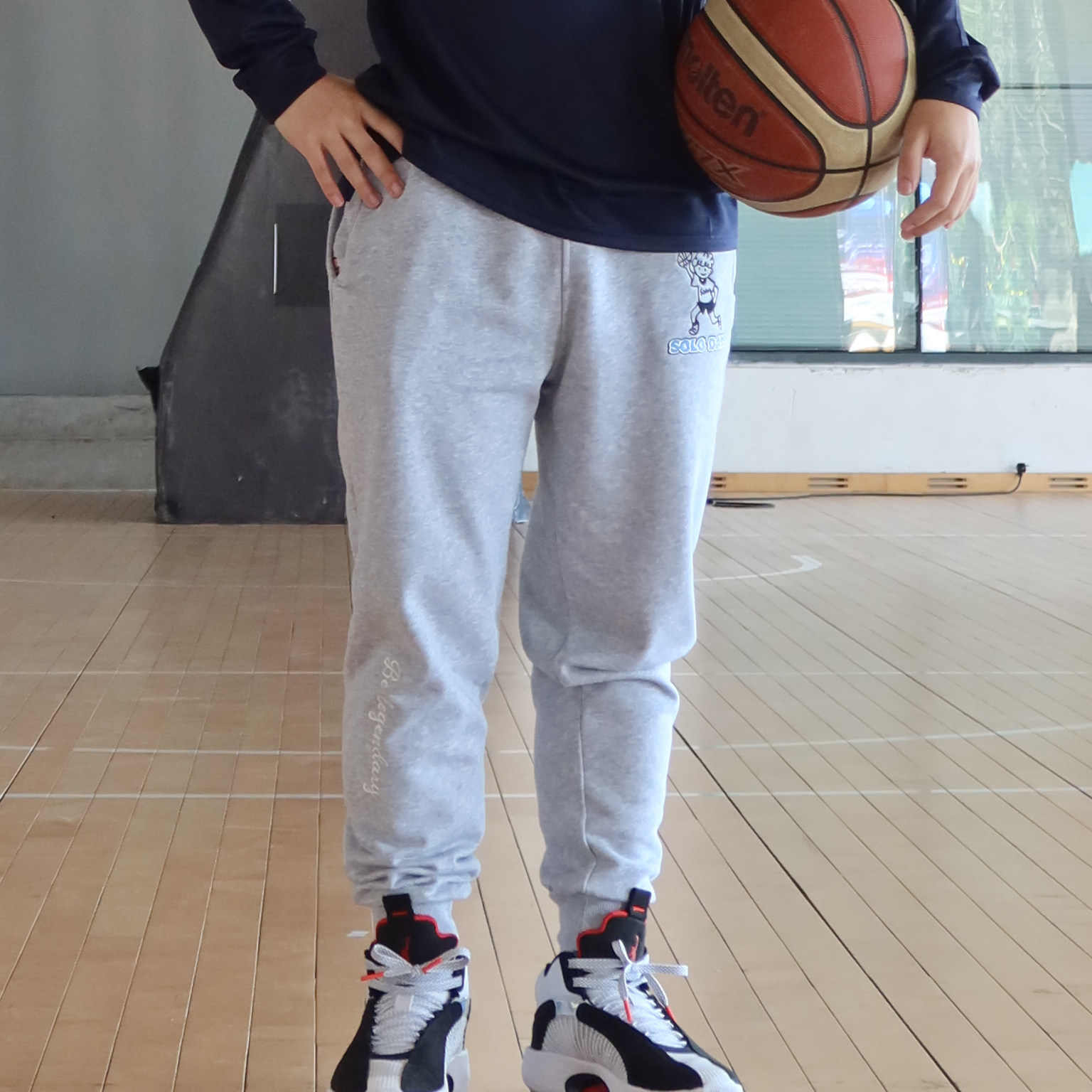 solo days 美式篮球运动长裤纯棉卫裤毛圈训练男休闲束脚扎袜针织