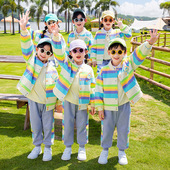 小学生运动会三件套一年级纯棉幼儿园园服儿童校服套装 彩虹春秋装