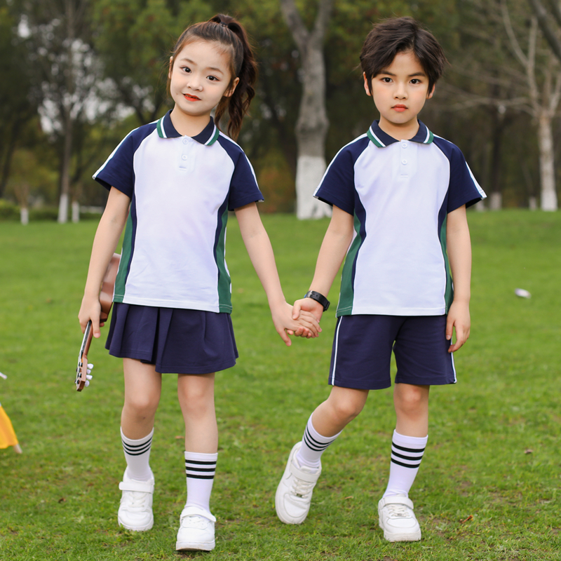 小学生短袖夏季校服幼儿园园服学院风夏装纯棉儿童运动会班服套装