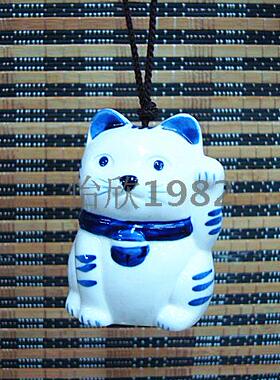 日式陶瓷可爱猫咪和风风铃挂饰招财猫风铃 祈福风铃库存特价清仓