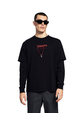 MARCELO BURLON 马塞洛布隆 男士COUNTY字母印花双层袖T恤CMAB041