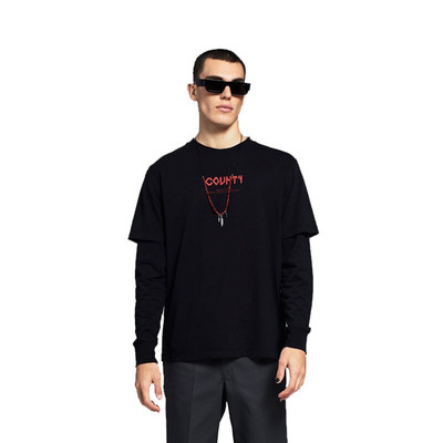 COUNTY字母印花双层袖T恤男