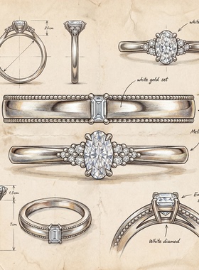 GT925银培育钻石情侣对戒