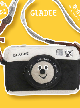 GLADEE相机包现货日本正品姚弛同款复古相机造型毛绒斜挎包手机包