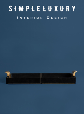 高级感黑金色天鹅绒托盘摆件