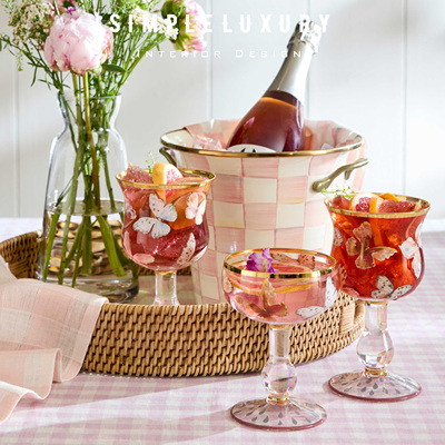 美国MC花镜仙蝶红酒杯水杯