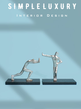 【简单的奢华】Blockhead 现代力量运动学小金人书靠书立书档摆件