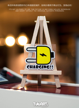 TUTU圖圖車貼 电动车modle3小牛充电口改装装饰贴 充电警示贴防水