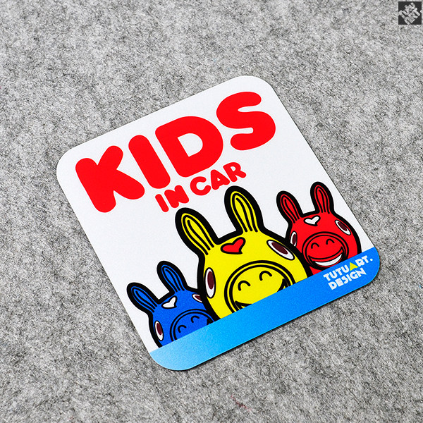 tutu圖圖車貼 kids in car新手警示贴 车内有宝宝卡通趣味反光贴
