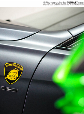 TUTU圖圖車貼 兰博基牛车标 搞笑法拉驴系列划痕遮挡贴防水反光贴