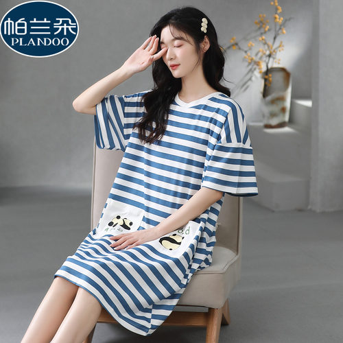 M-5XL睡裙夏季纯棉裙子