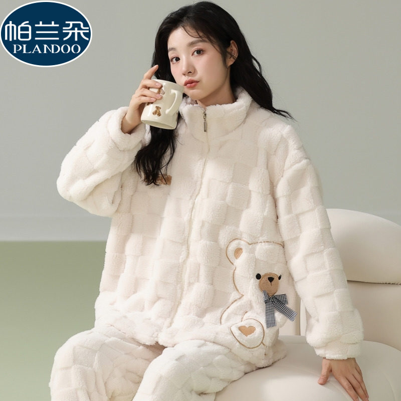 睡衣冬季女款2025新款珊瑚绒加绒加厚秋冬款卡通少女士立领家居服,女士内衣/男士内衣/家居服,睡衣/家居服套装,淘宝优惠券,粉丝福利购,淘宝优惠卷