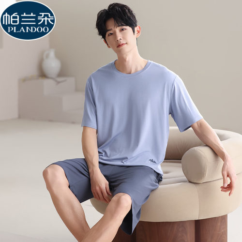 2026年新款睡衣男夏季莫代尔短袖短裤套头青少年夏天加大码家居服