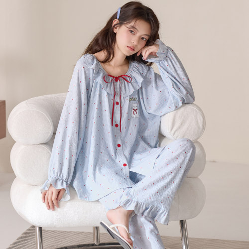 云朵棉睡衣女款春秋季长袖套装