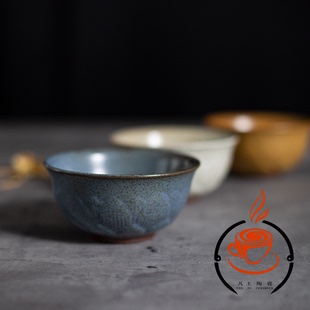 食器可微波炉 凡土粗陶复古莲花土陶碗餐具饭碗家用简约斗笠碗日式