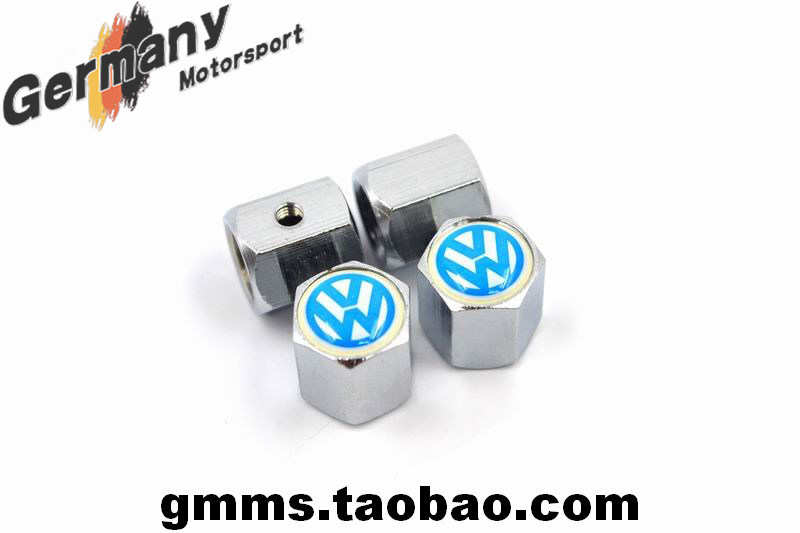 大众蓝白车标不锈钢防盗轮胎气门嘴帽气门芯套气门嘴罩气门嘴盖