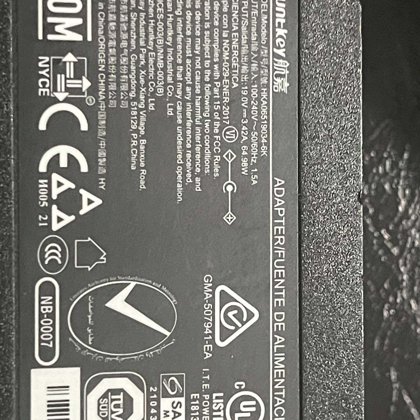 议价Hunt key航嘉电源19v-3.42a