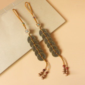 加厚铜五帝钱门对门挂件黄绳压门槛铜钱家居吊饰六帝钱客厅挂件饰