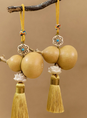 新款短款黄色流苏门对门葫芦挂件天然开口大门客厅门口中国结挂饰