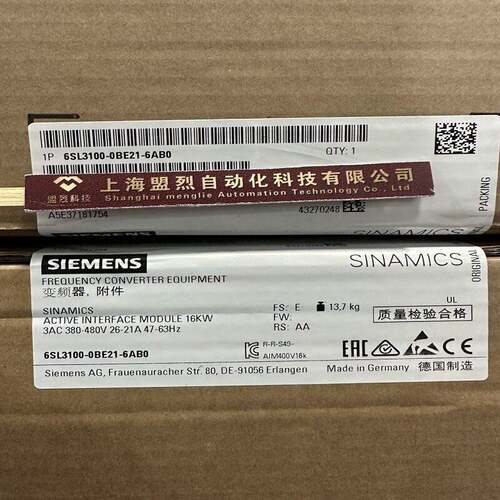 【议价】6SL3100-0BE21-6AB0/6ABO西门子SINAMICS S120调节型接口