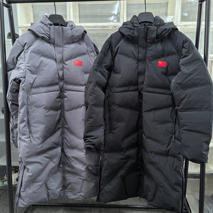 现货安踏冠军全天候2025新款长款防泼水鹅绒连帽羽绒服152510916