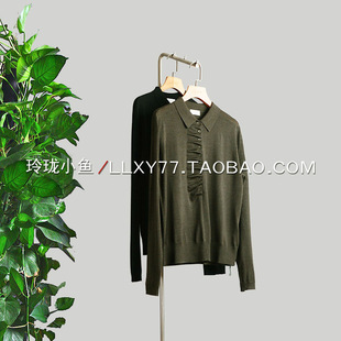难得的针织也能这么时尚感60支扬子纱木耳边打褶工艺春季针织衫女