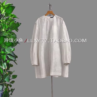 时髦精腔调小众复古设计新中式 廓形随性天丝中长上衣女春夏 简洁款