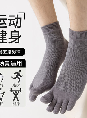 五指袜子男士中筒夏季薄款棉袜防臭防脚气分趾袜网眼透气运动长袜