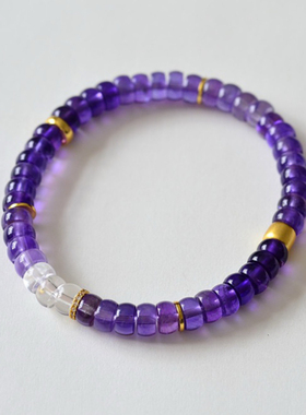 天然巴西紫水晶直切手链女款时尚复古手串送生日礼物轻奢好运宝石