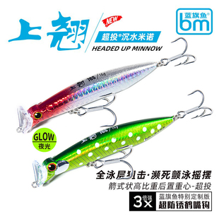 蓝旗鱼上翘沉水米诺路亚饵弹道超远投全泳层翘嘴鲈鱼鳡鱼军鱼假饵