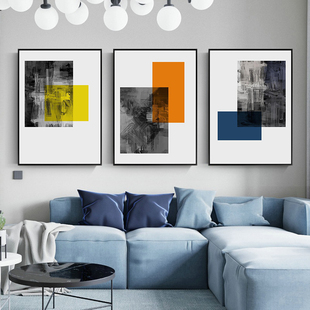 现代简约抽象客厅装 纳维亚无障碍 饰画创意几何沙发背景壁画斯堪