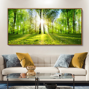 现代森林风景客厅沙发装 饰墙画餐厅卧室床头树木树林阳光小路挂画