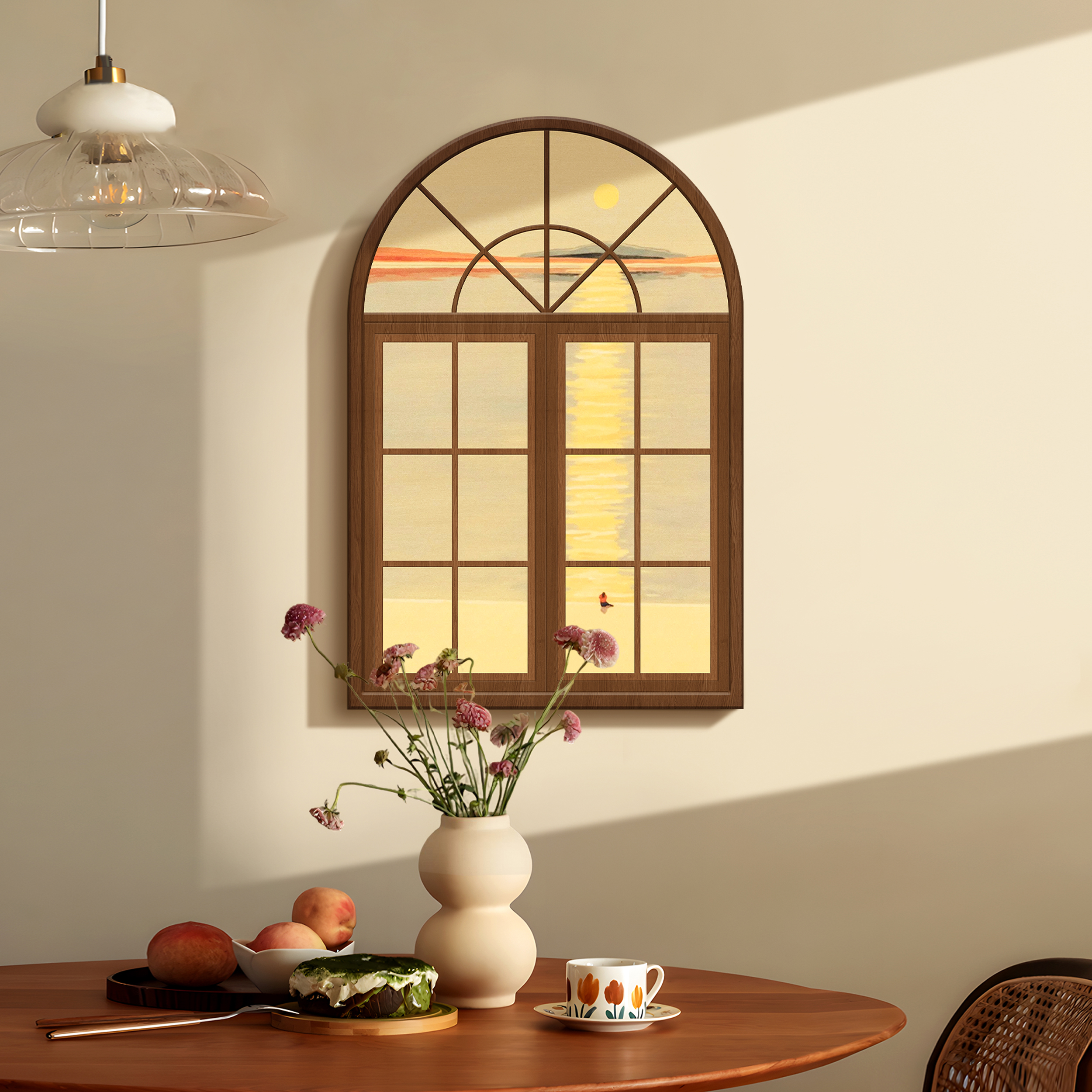 创意窗户中古风装饰画餐厅挂画