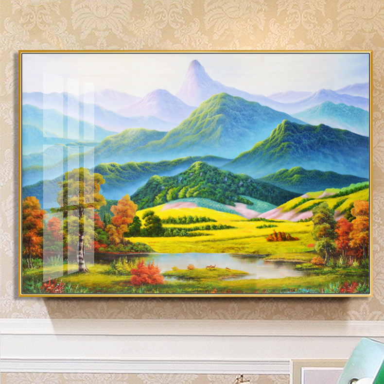 풍요의 뿔 풍경 그림 목가적 인 풍경 매달려 그림 현대 레스토랑 거실 장식 그림 소파 배경 벽 행운 벽화