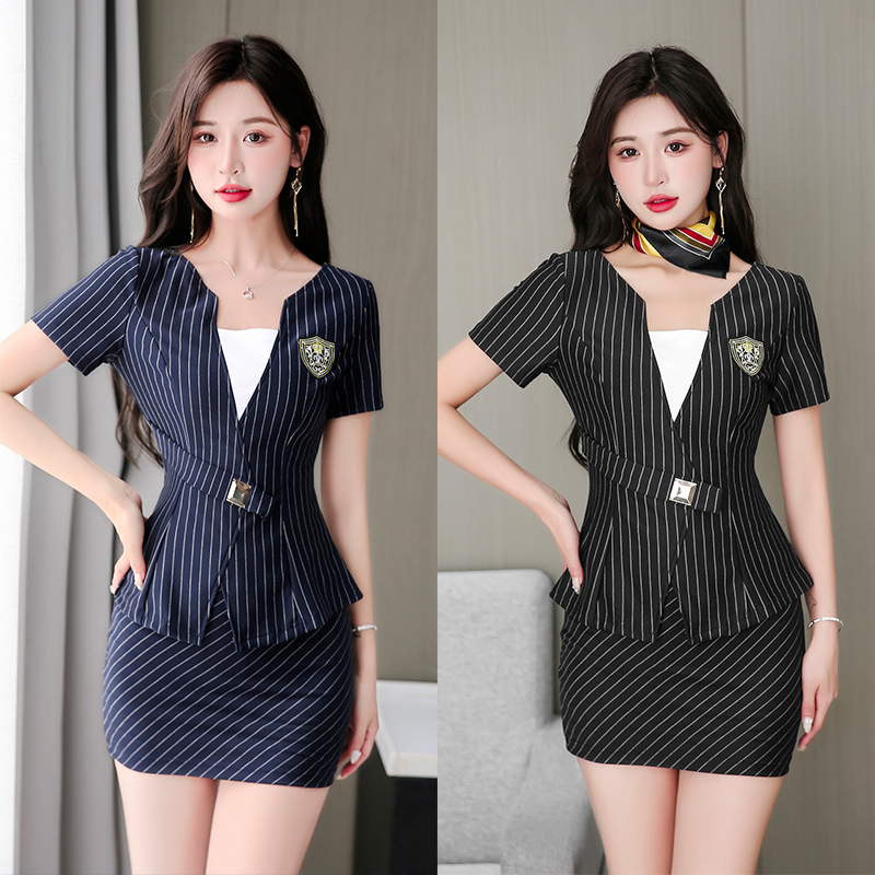 酒店美容师工作服气质显瘦前台制服套装裙性感足浴足疗女技师衣服