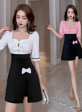 女技师工作服中袖连衣裙两件套