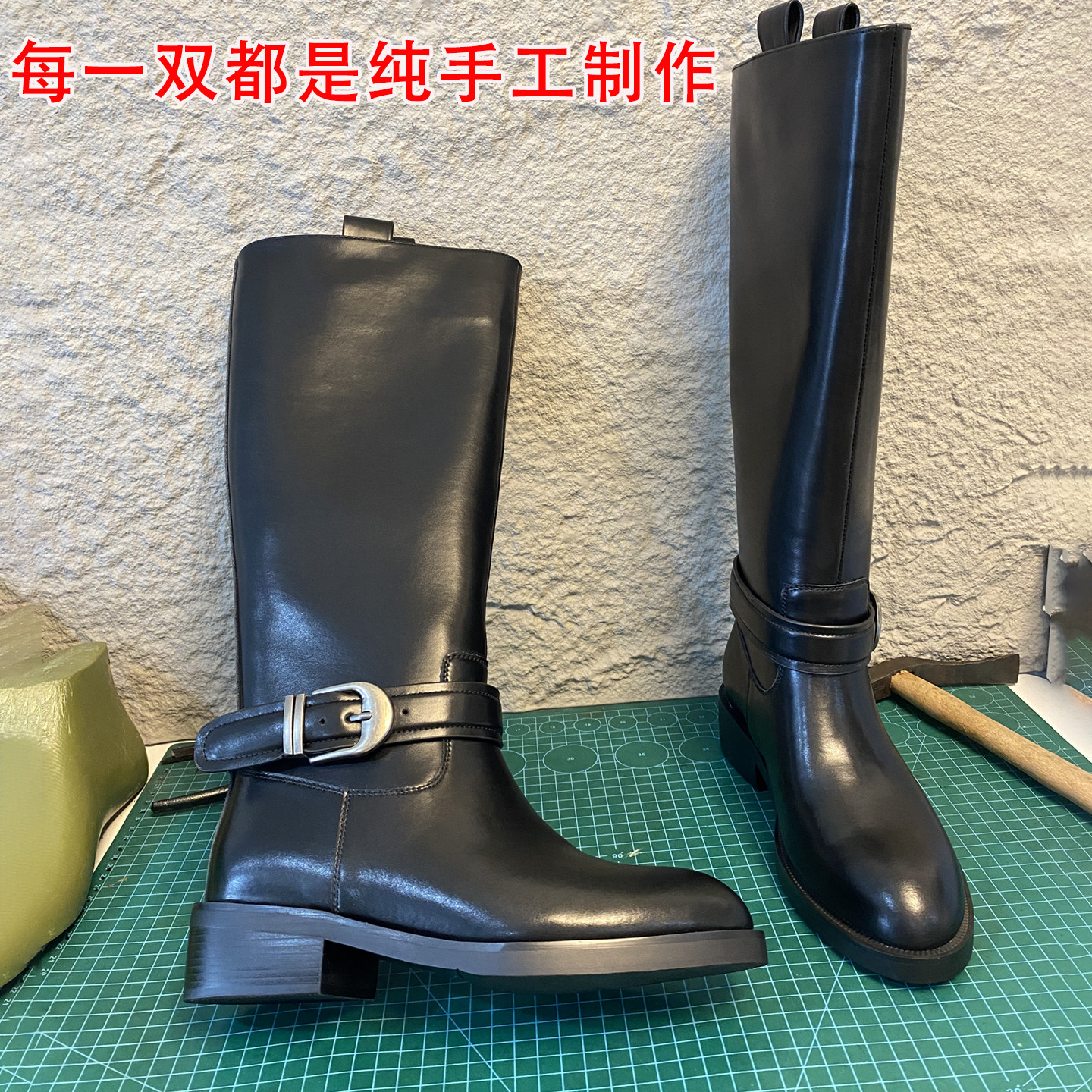 真皮粗跟高筒骑士靴女英伦美德拉直筒靴小个子不过膝长靴马靴皮靴,女鞋,骑士靴,淘宝优惠券,粉丝福利购,淘宝优惠卷