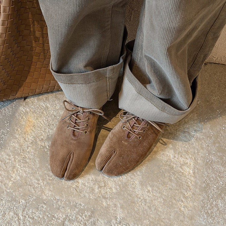 牛皮时尚复古系带内增高分趾猪蹄鞋春季新款百搭外穿真皮深口单鞋,女鞋,深口单鞋,淘宝优惠券,粉丝福利购,淘宝优惠卷