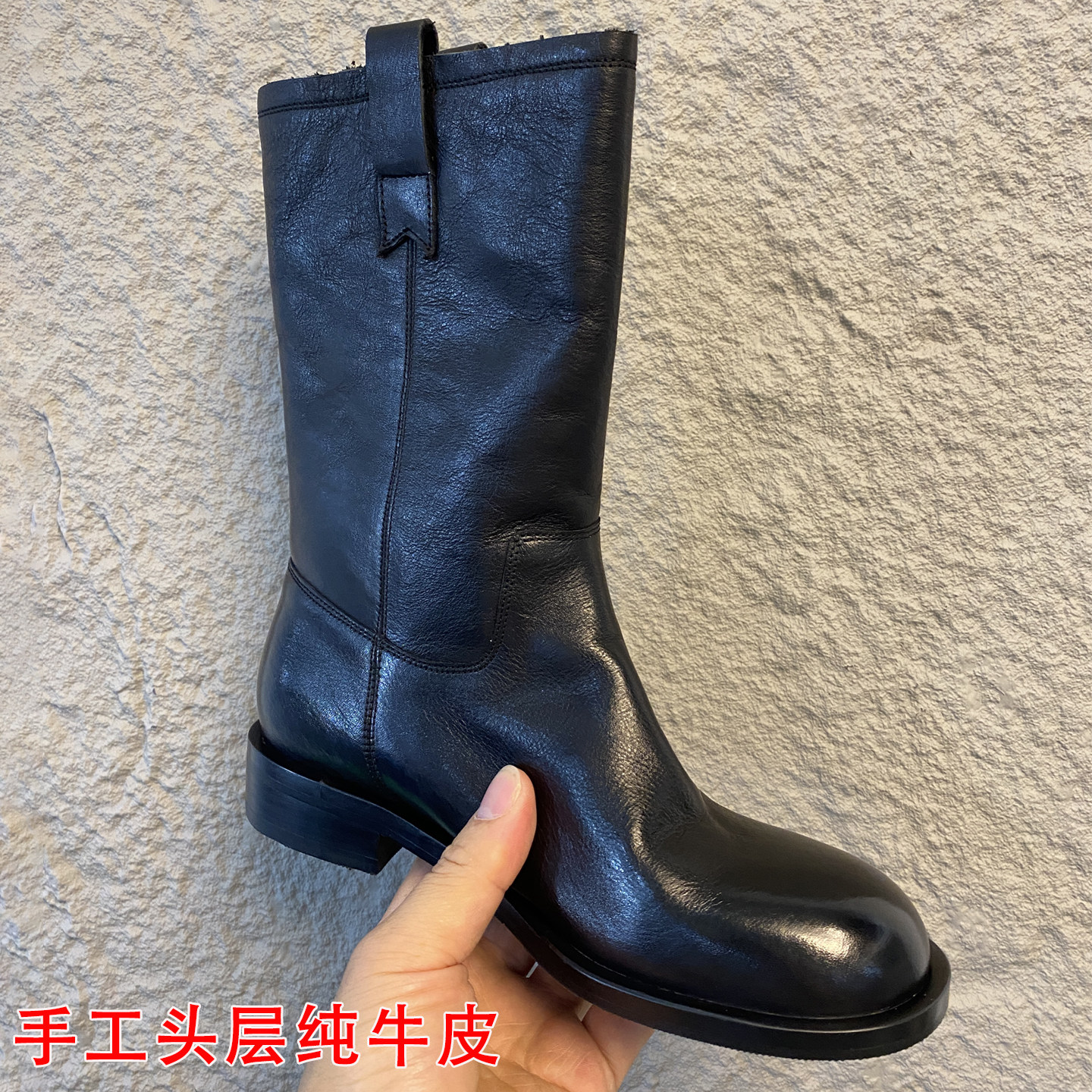 中筒骑士靴女圆头西部牛仔靴女