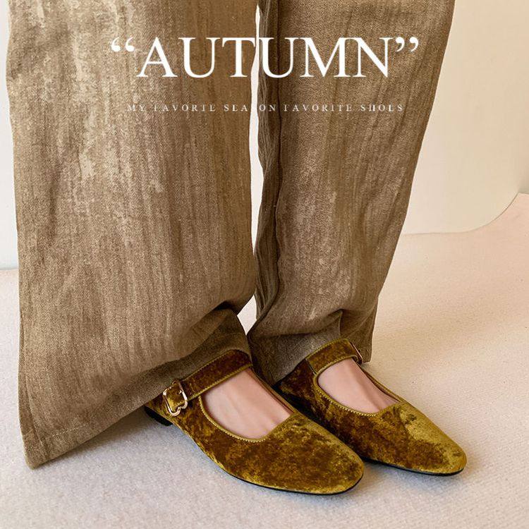 早春真皮法式方头平底一字扣带玛丽珍舒适单鞋女配裙子芭蕾舞单鞋,女鞋,浅口单鞋,淘宝优惠券,粉丝福利购,淘宝优惠卷