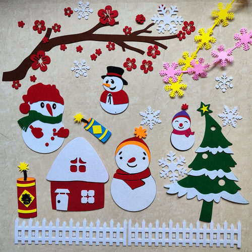 冬天梅花雪花装饰贴画文化墙