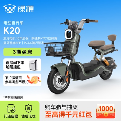 【门店自提】绿源新国标电动自行车K20智能长续航成人代步电瓶车