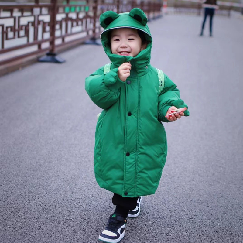 2025年新款青蛙儿童羽绒服男童女童中长款宝宝三防外套白鸭绒洋气,童装/婴儿装/亲子装,羽绒服,淘宝优惠券,粉丝福利购,淘宝优惠卷
