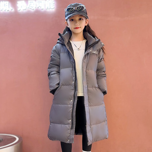 中长款儿童羽绒服白鸭绒女款运动大衣韩版冬季保暖中大童亲子童装